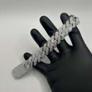 20mm 4 Row Straight Cuban Bracelet 6.5-6.7Inch | VVS1 | Brand New For Women